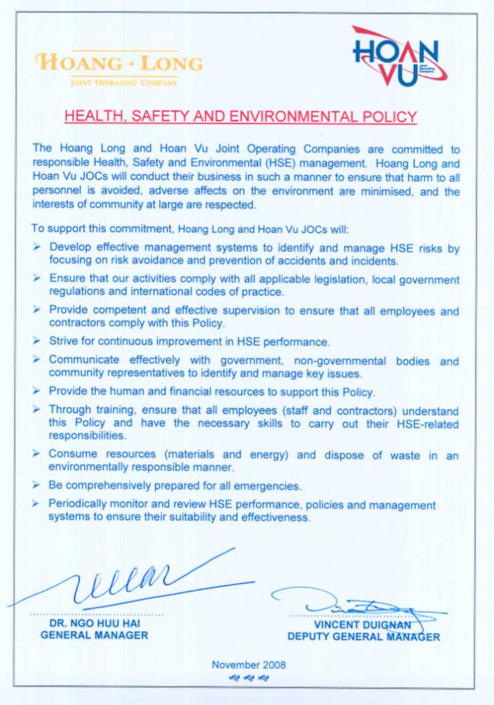 HEALTH, SAFETY AND ENVIRONMENT (HSE) - GENERAL
